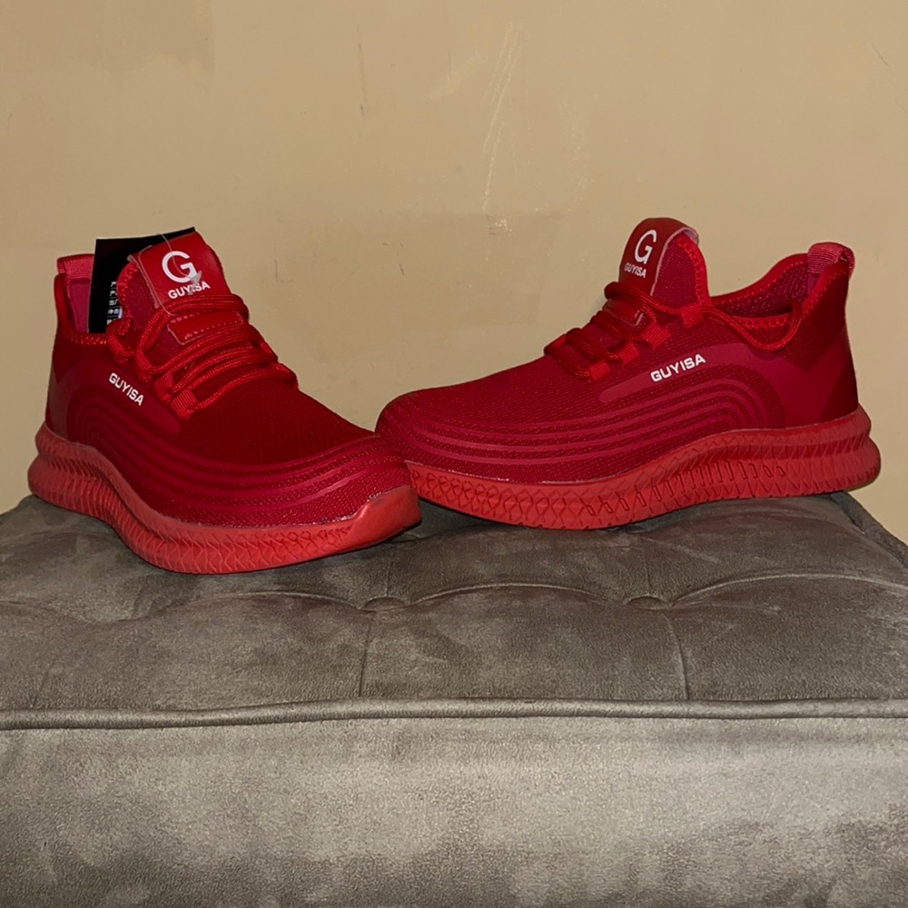 Guyisa Red Safety Security Non-Slip Anti-Puncture Protective Tennis Shoes